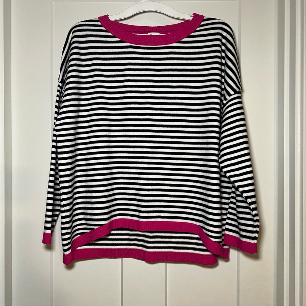 Wiholl Women’s Sweater Dressy Casual Long Sleeve Round Neck Size Xl Black Pink